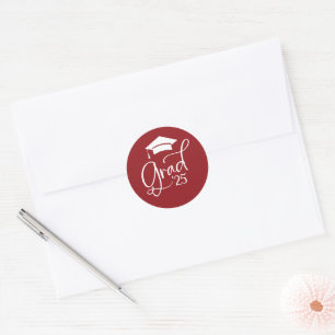 Red White Grad Script 2025 Envelope Seals