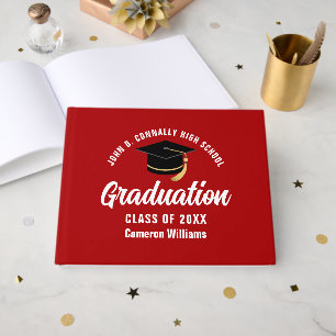 Red White Graduate Customized Graduation Party Guest Book
