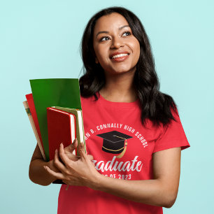Red White Graduate Personalized 2026 Graduation T-Shirt