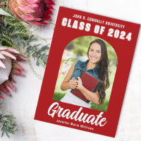 Red White Graduate Photo Modern Bold Graduation