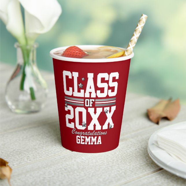 Red|White Graduating Class Year Paper Cups (Insitu)