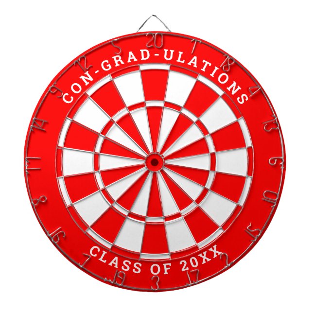 Red & White Graduation | Custom Text Dartboard (Front)