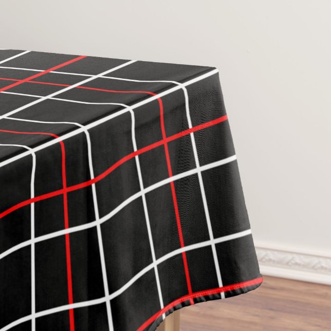 Red White Graphical Lines Black Plaid Design  Tablecloth (Creator Uploaded)