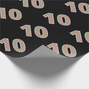 Red, White, Green "10" 10th Event on Christmas Day Wrapping Paper
