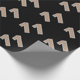 Red, White, Green "11" 11th Event on Christmas Day Wrapping Paper