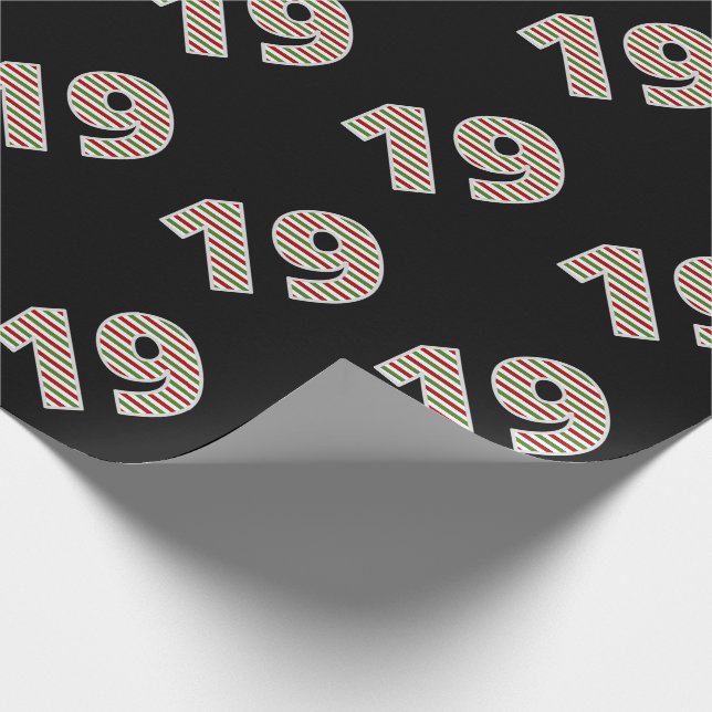 Red, White, Green "19" 19th Event on Christmas Day Wrapping Paper (Corner)