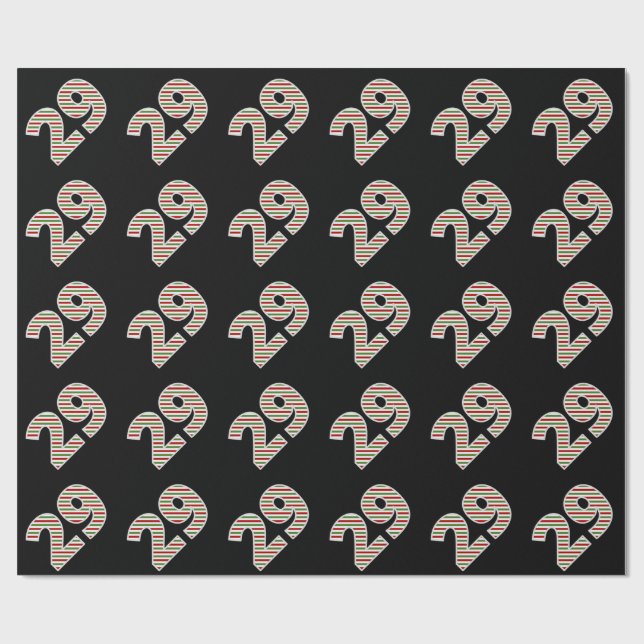 Red, White, Green "29" 29th Event on Christmas Day Wrapping Paper (Flat)