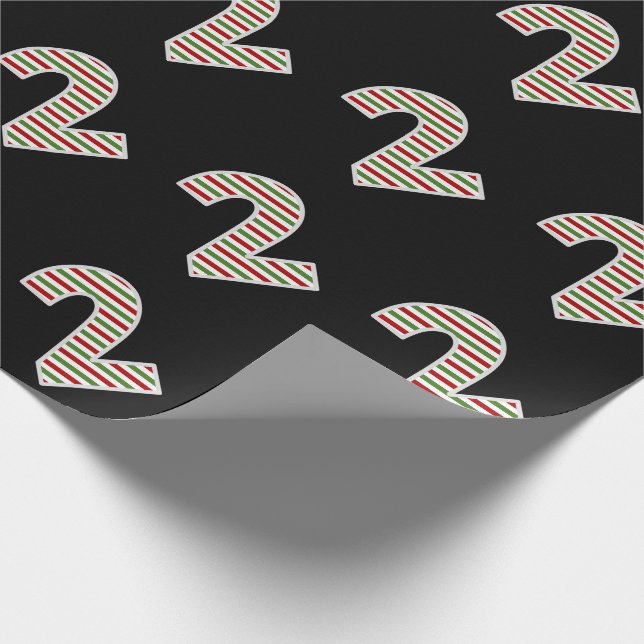 Red, White, Green "2" 2nd Event on Christmas Day Wrapping Paper (Corner)