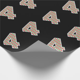 Red, White, Green "4" 4th Event on Christmas Day Wrapping Paper
