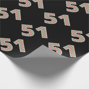 Red, White, Green "51" 51st Event on Christmas Day Wrapping Paper