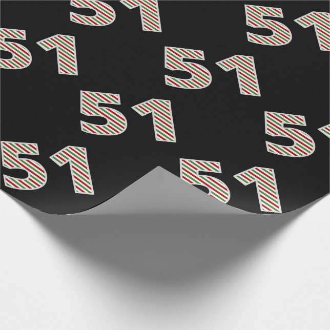 Red, White, Green "51" 51st Event on Christmas Day Wrapping Paper (Corner)