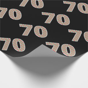 Red, White, Green "70" 70th Event on Christmas Day Wrapping Paper