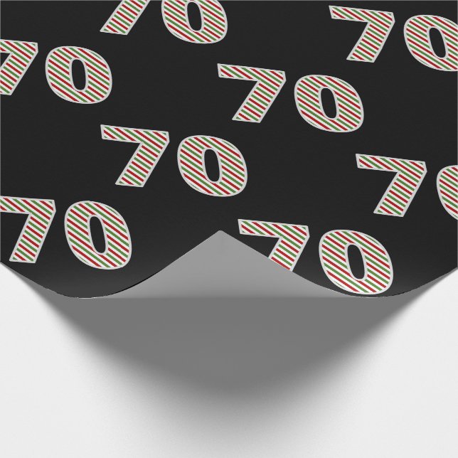 Red, White, Green "70" 70th Event on Christmas Day Wrapping Paper (Corner)