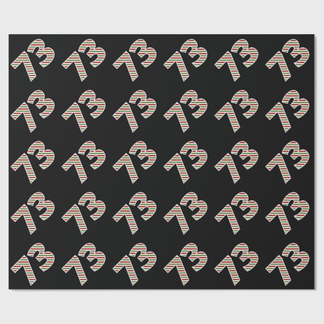 Red, White, Green "73" 73rd Event on Christmas Day Wrapping Paper (Flat)