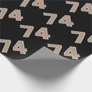 Red, White, Green "74" 74th Event on Christmas Day Wrapping Paper