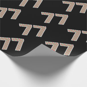 Red, White, Green "77" 77th Event on Christmas Day Wrapping Paper