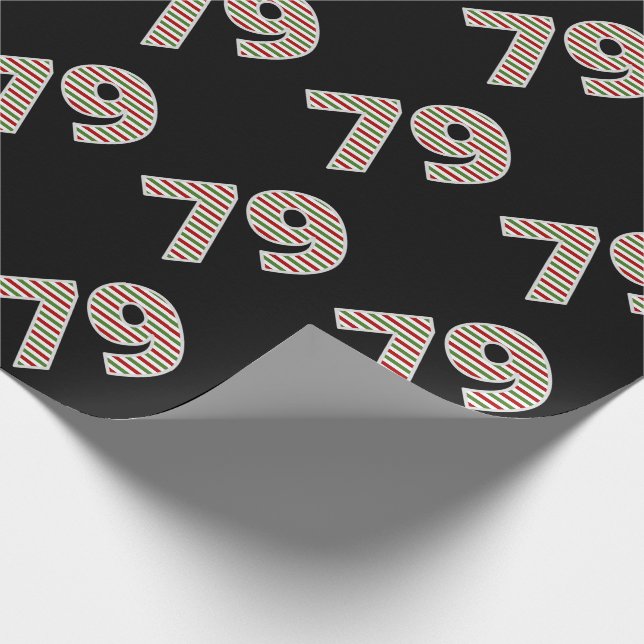 Red, White, Green "79" 79th Event on Christmas Day Wrapping Paper (Corner)