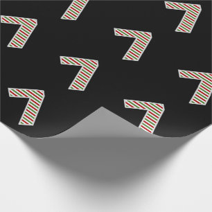 Red, White, Green "7" 7th Event on Christmas Day Wrapping Paper
