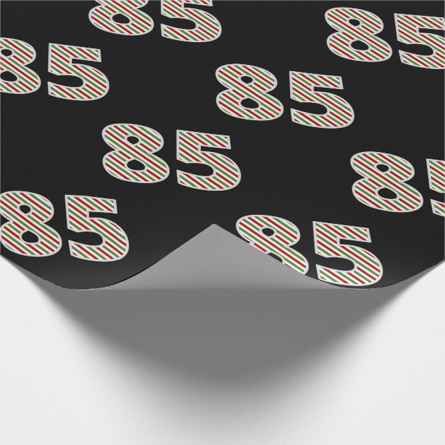 Red, White, Green "85" 85th Event on Christmas Day Wrapping Paper (Corner)