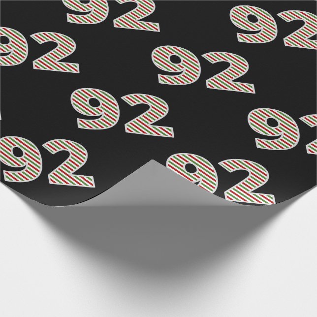 Red, White, Green "92" 92nd Event on Christmas Day Wrapping Paper (Corner)
