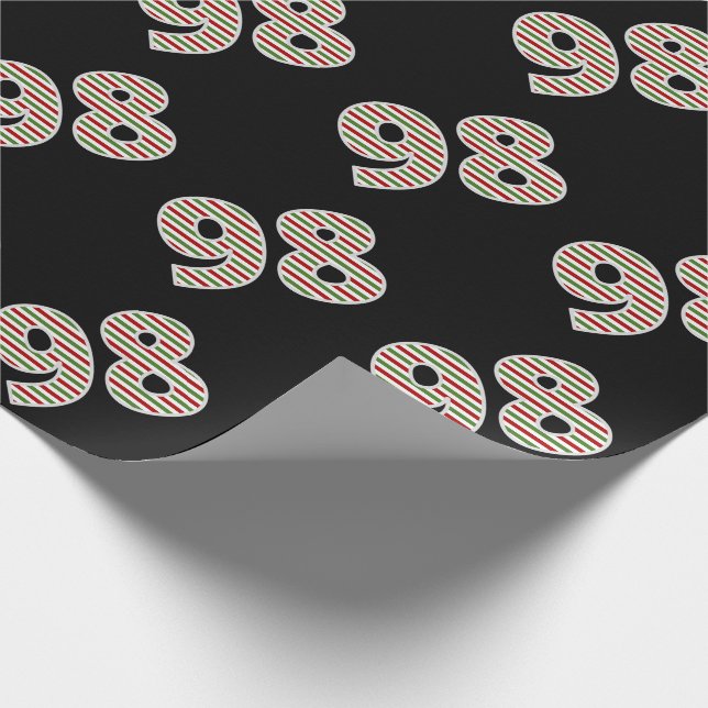 Red, White, Green "98" 98th Event on Christmas Day Wrapping Paper (Corner)