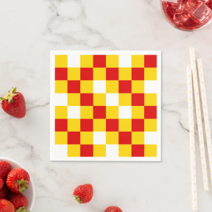 Red White Green Checkered Pattern Design  Napkin