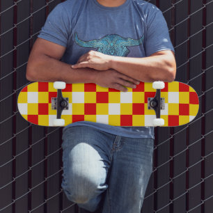 Red White Green Checkered Pattern Design  Skateboard