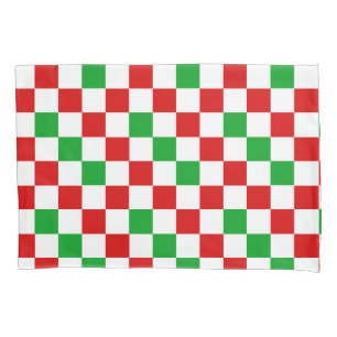 Red White Green Chequered Pattern Design  Pillowcase