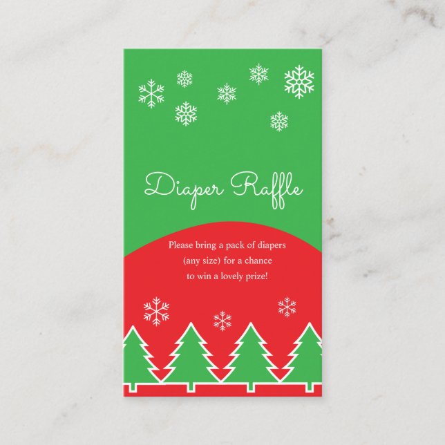Red White Green Christmas Diaper Raffle Festive Enclosure Card (Front)