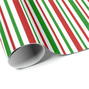 Red, White, Green Christmas Inspired Lines Wrapping Paper