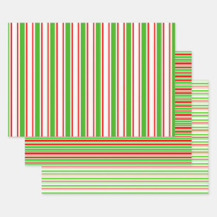 Red, White, Green Coloured Christmas Style Pattern Wrapping Paper Sheet