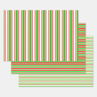 Red, White, Green Coloured Christmas Style Pattern Wrapping Paper Sheet