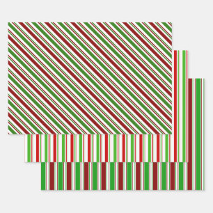 Red, White, Green Coloured Christmas-Style Pattern Wrapping Paper Sheet
