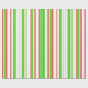 Red, White, Green Coloured Christmas-Themed Lines Wrapping Paper