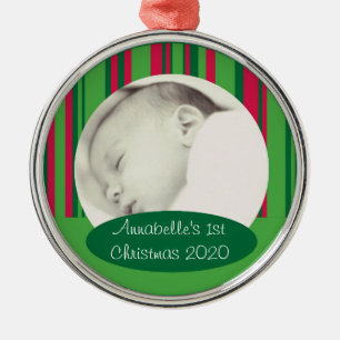 Red white green customizable photo ornament
