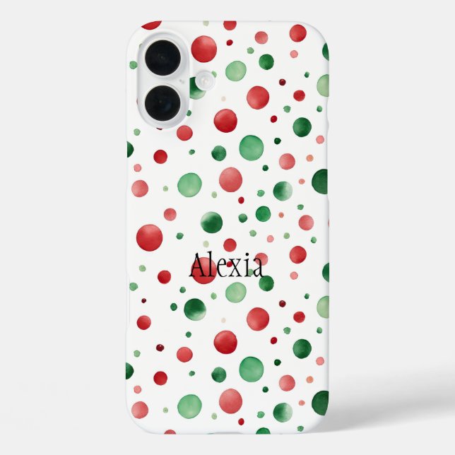 Red White Green Dots Christmas Case-Mate iPhone Case (Back)