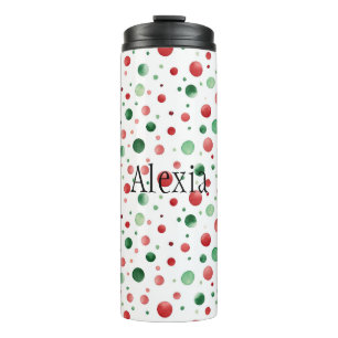Red White Green Dots Christmas Thermal Tumbler