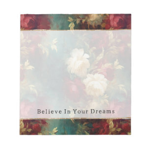 Red White Green Flowers Notepad