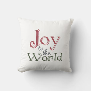 Red White Green Joy to the World Throw Pillow