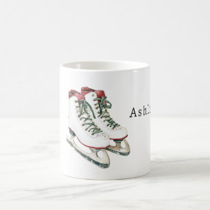 Red White Green Laces Winter Ice Skates Coffee Mug