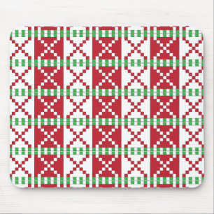 Red, white, green Latvian Latgale Ethnic Folk art Mouse Pad