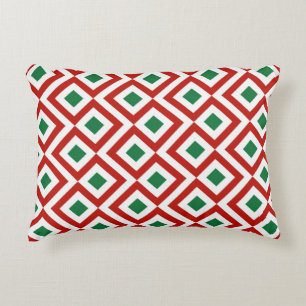 Red, White, Green Meander Decorative Pillow
