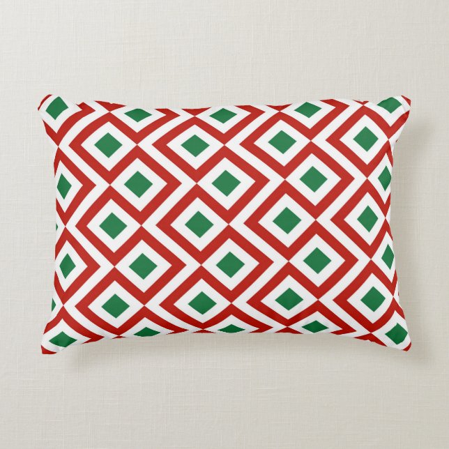 Red, White, Green Meander Decorative Pillow (Front)
