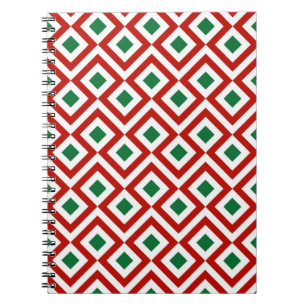 Red, White, Green Meander Notebook