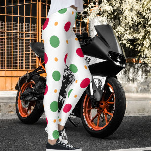 Red White Green Pattern Holiday Winter Christmas Leggings