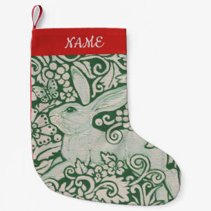 Red White Green Rabbit Stocking Personalize Folk