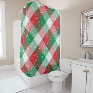 Red White Green Snowy Christmas Pattern