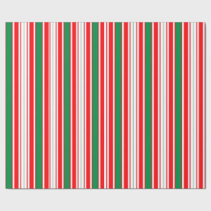 Red White & Green Striped Christmas Wrapping Paper