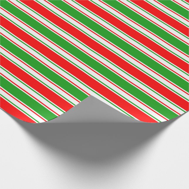Red, White, Green Striped/Lined Pattern Wrapping Paper (Corner)