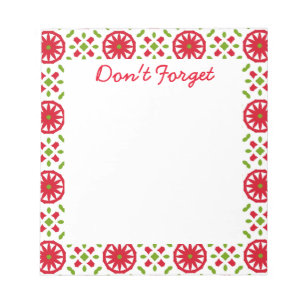 Red White Green Vintage Geometric Don't Forget Notepad